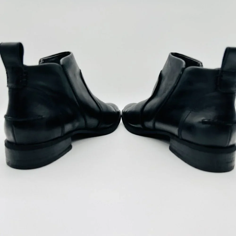 UGG Black Leather Ankle Booties with Side Zipper